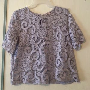 Lilac lace cropped top with bow detail